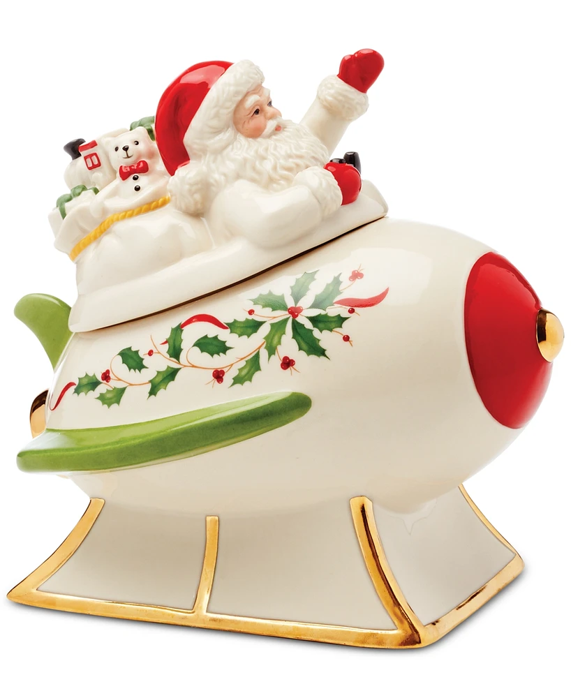 Lenox Santa Rocket Covered Candy Dish