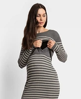 Seraphine Women's Soft-Stretch Ribbed Sweater Midi Dress