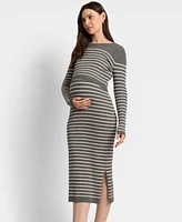 Seraphine Women's Soft-Stretch Ribbed Sweater Midi Dress