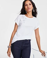 I.n.c. International Concepts Women's Cotton Embellished-Star Tee, Created for Macy's