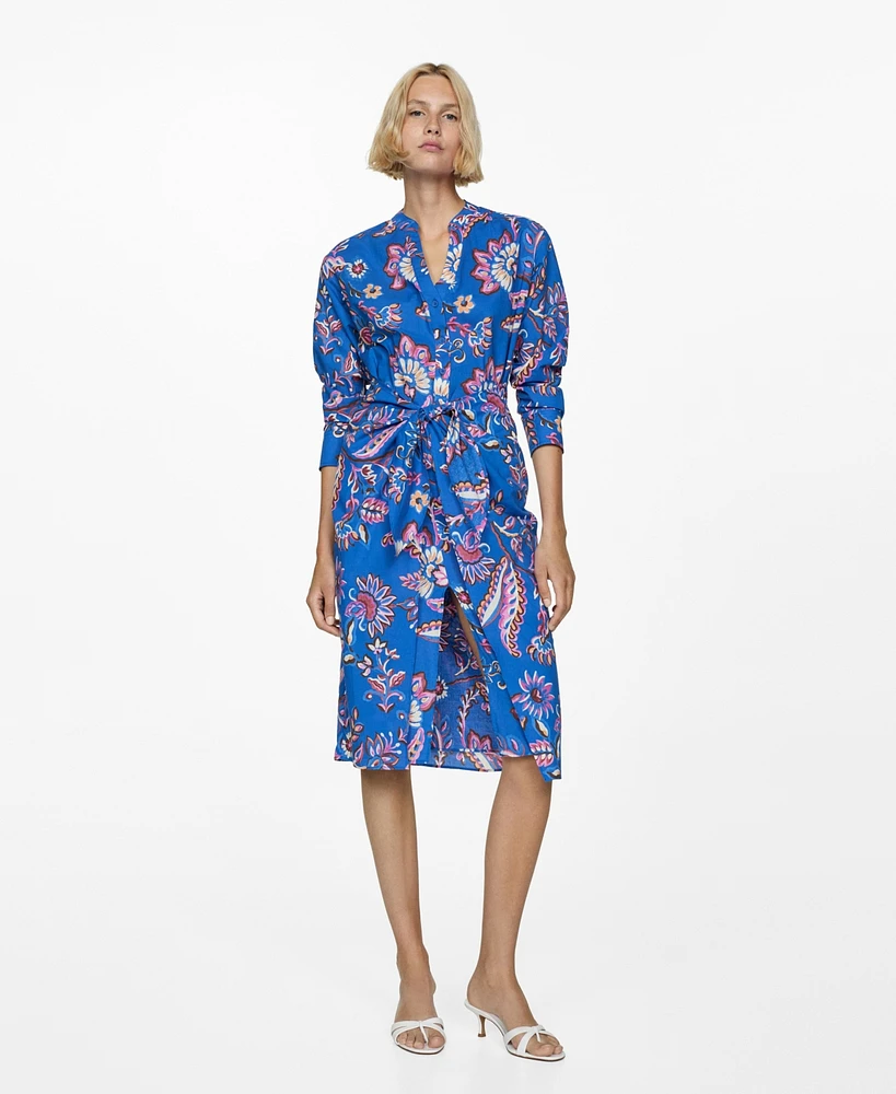 Mango Women's Printed Bow Dress