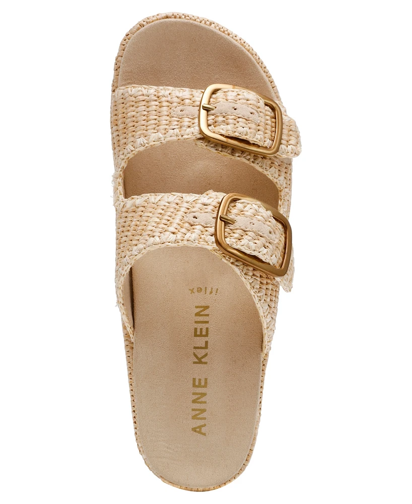 Anne Klein Women's Vineyard Raffia Platform Wedge Sandals