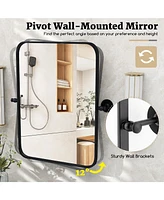 Sugift 30 x 22 Inch Black Metal Framed Pivot Rectangle Wall-Mounted Mirror