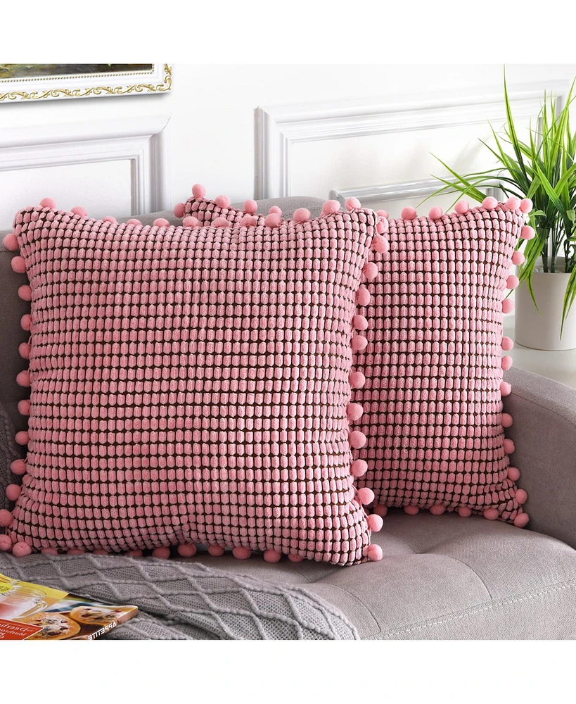 Caromio 2Pcs Pom Decorative Throw Pillow Covers 18" x