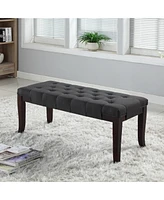 Tufted Bench, Fabric, Gray