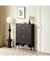 Simplie Fun Modern Freestanding Shoe Cabinet with Flip Drawers and Ample Storage