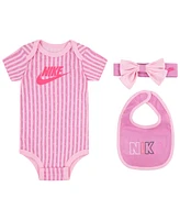 Nike Baby Girls Swoosh Stripe 3-Piece Bodysuit Set