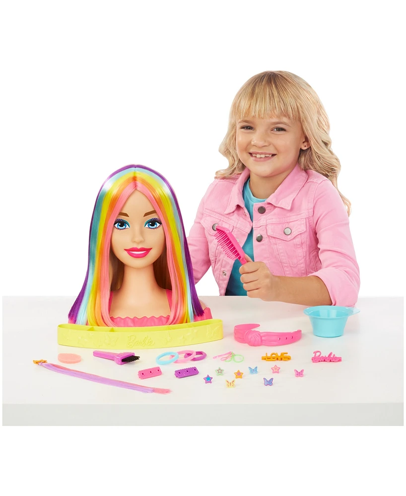 Barbie Deluxe Styling Head, Barbie Totally Hair, Blonde Rainbow Hair - Multi