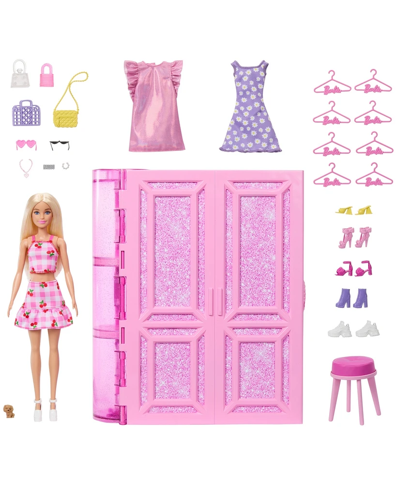 Barbie Dream Closet Toy Playset with Fashion Doll, Clothes, Accessories, 3-ft-Wide with 25+ Pieces - Multi