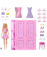 Barbie Dream Closet Toy Playset with Fashion Doll, Clothes, Accessories, 3-ft-Wide with 25+ Pieces - Multi