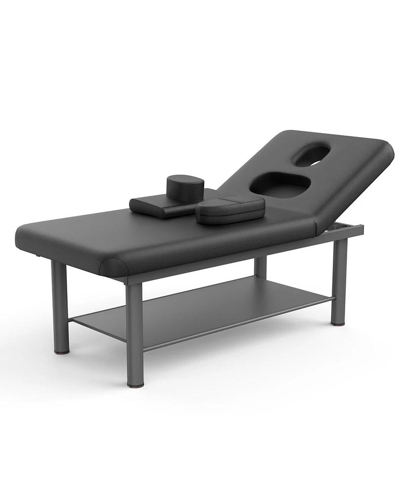 Simplie Fun 80" Wide Leather Massage Table with Chest Opening and Round Legs