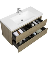 Streamdale Furniture 42" Wall-Mounted Vanity with Resin Sink & Drawers