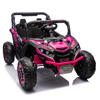 24V Kids Utv w/Remote, 4-Wheel Suspension, Anti-Collision Bar, Storage, Music, Bluetooth, Led Lights