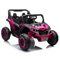 24V Kids Utv w/Remote, 4-Wheel Suspension, Anti-Collision Bar, Storage, Music, Bluetooth, Led Lights