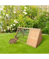 Streamdale Furniture Compact Triangular Rabbit Hutch with Indoor/Outdoor Areas