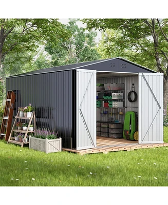 Streamdale Furniture 8FT x 12FT Outdoor Shed: Rustproof, Waterproof, Lockable