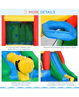 Streamdale Furniture Kids' Inflatable Water Slide Pool with Cannon, Hoops, Climbing Walls