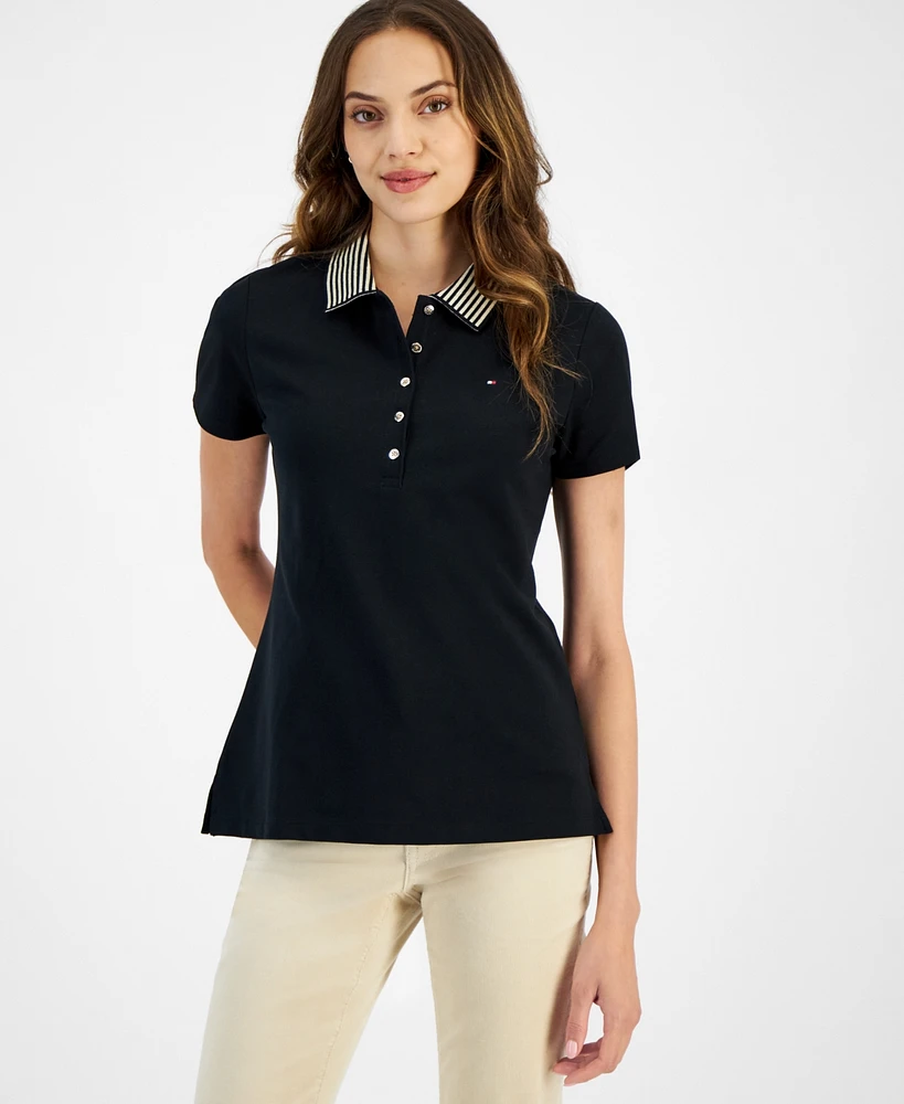 Tommy Hilfiger Women's Striped-Collar Polo Shirt