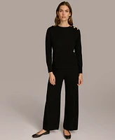 Donna Karan New York Women's Cashmere-Blend Wide-Leg Pants