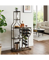 Streamdale Furniture 5-Tier Wine Rack with Hanging Glass Holder and Storage Shelves