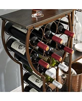 Streamdale Furniture 5-Tier Wine Rack with Hanging Glass Holder and Storage Shelves