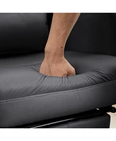 Swivel Ergonomic Office Chair with Footrest, Leather, Lumbar Support, 155° Recline