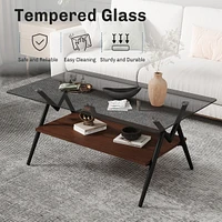 Modern Glass Coffee Table with Mdf Shelf