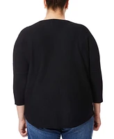Melissa Paige Plus Size Button-Sleeve Boat-Neck Sweater