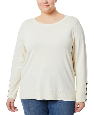 Melissa Paige Plus Button-Cuff Boat-Beck Sweater