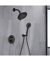 Streamdale Furniture Round Shower System Wall Mounted Rain Mixer Combo Set Matte Black