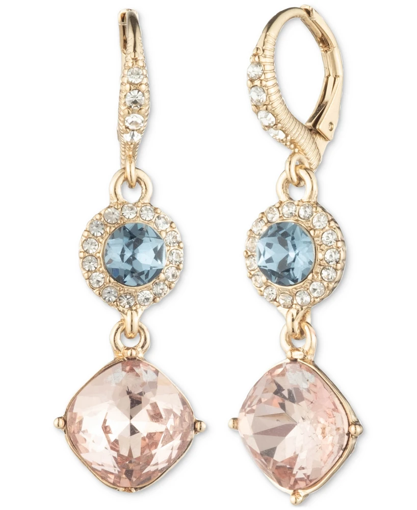 Givenchy Gold-Tone Pave & Color Crystal Double Drop Earrings