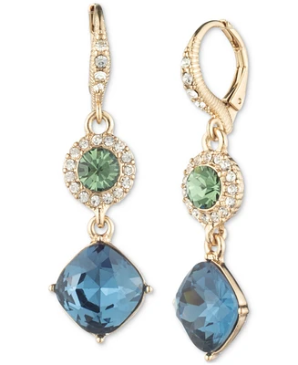 Givenchy Gold-Tone Pave & Color Crystal Double Drop Earrings