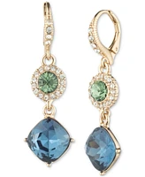 Givenchy Gold-Tone Pave & Color Crystal Double Drop Earrings