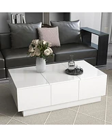 Streamdale Furniture White Multi-Storage Coffee Table, 39.3"x21.6"