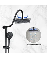 Streamdale Furniture 10" Rainfall Shower Head And Handheld Showerhead Combo Shower System With Slide Bar, Matte Black