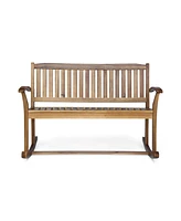 Streamdale Furniture Acacia Wood Rocking Love Seat Timeless Family Comfort for Generations