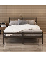 Streamdale Furniture Metal Platform Bed Frame With Headboard, Sturdy Metal Frame, No Box Spring Needed(Queen)