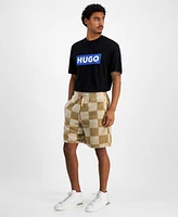 Hugo Boss Men's Relaxed Fit Nustine Check Drawstring 11" Shorts