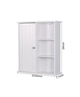 Streamdale Furniture Wall Mount Medicine Cabinet With A Door, Wooden Bathroom Storage Cabinet With Adjustable Shelf