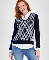 Tommy Hilfiger Women's Diamond Argyle Two-Piece Sweater