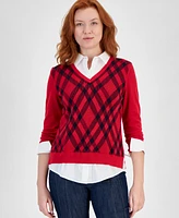 Tommy Hilfiger Women's Diamond Argyle Two-Piece Sweater