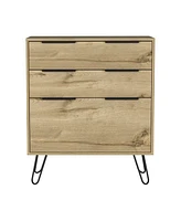 Streamdale Furniture Augusta Dresser, Hairpin Legs, Three Drawers, Superior Top - Light Oak