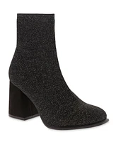 Mia Women's Piana Block Heel Knit Sock Booties