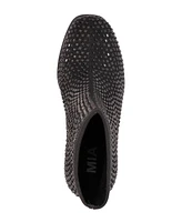 Mia Women's Piana Block-Heel Rhinestone Knit Booties