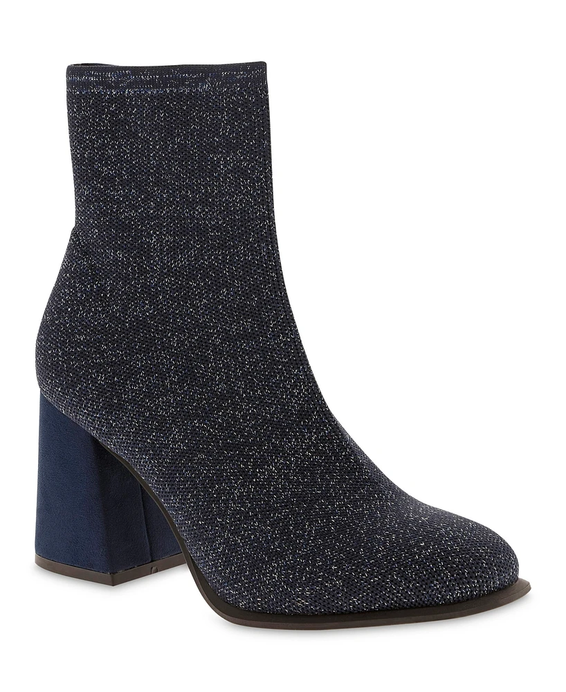 Mia Women's Piana Block Heel Knit Sock Booties