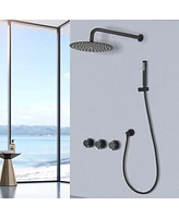 Streamdale Furniture Contemporary Matte Black Wall Mounted Bathroom Shower Set