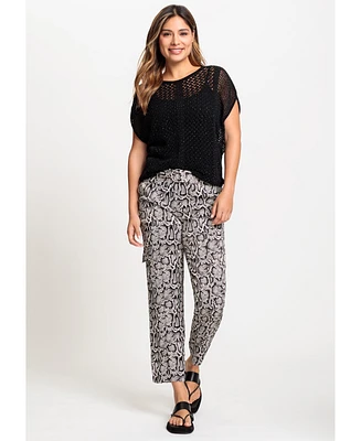 Olsen Women's Lisa Fit Straight Leg Satin Effect Snake Trouser