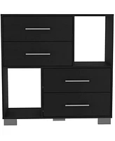 Streamdale Furniture Krista Dresser, Two Open Shelves, Four Drawers