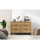 Streamdale Furniture Modern 7 Drawer Dresser Wood Cabinet (Walnut)