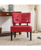 Streamdale Furniture Blended Leather Tufted Accent Chair with Oversized Seating, Red